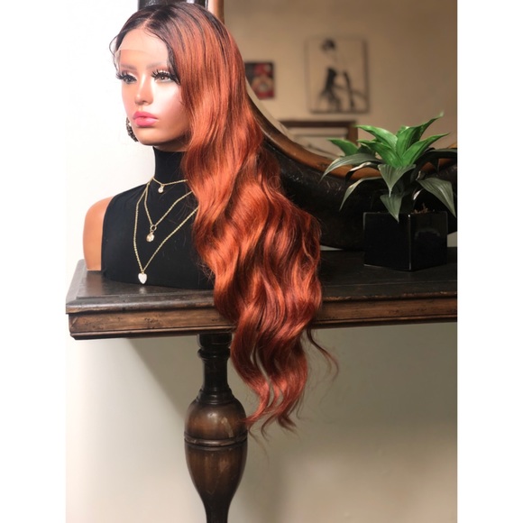 EDITH| LONG AUBURN RED OMBRÉ LACE FRONT WIG - Picture 2 of 4